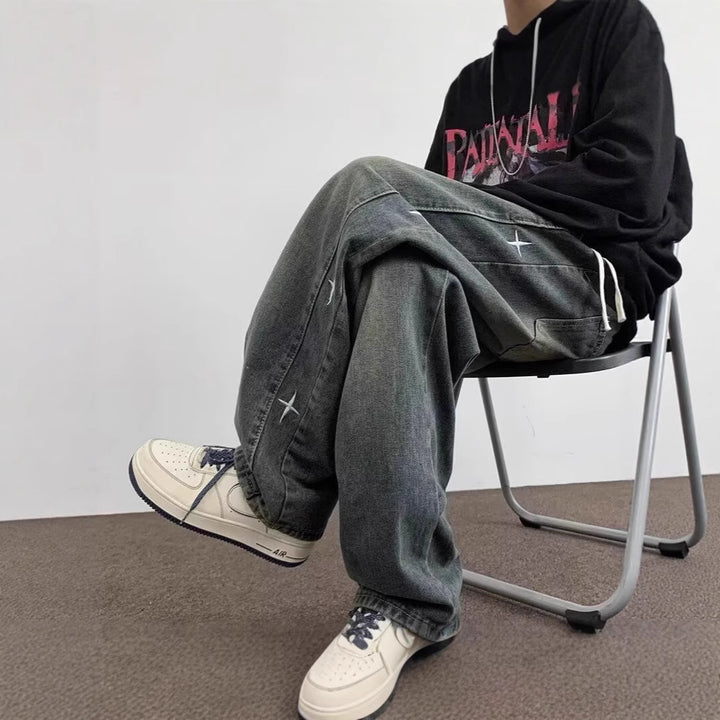 Women's Wide-Cut Jeans with Unique Mune Fashion Design