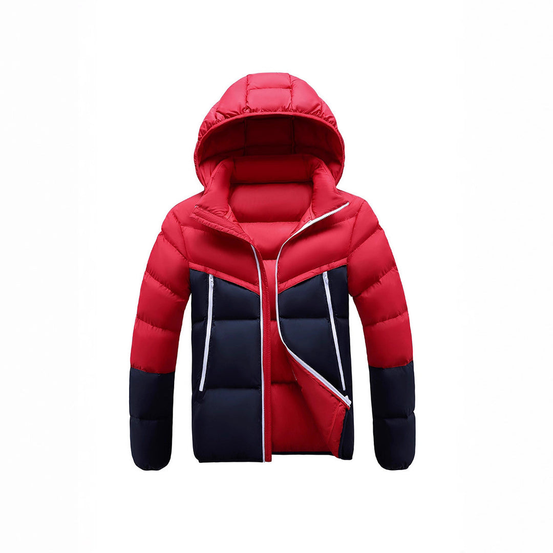 Men's Lightweight Padded Jacket with Hood and Two-Tone Block Design Mune Fashion