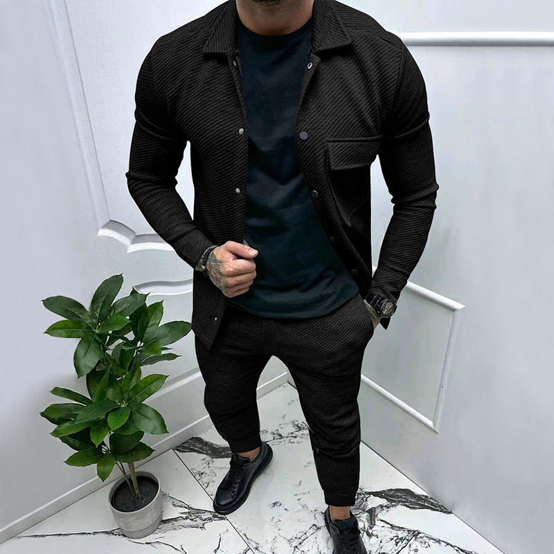 Men's Structured Jersey Leisure Set with Overshirt and Tapered Jogging Pants Mune Fashion