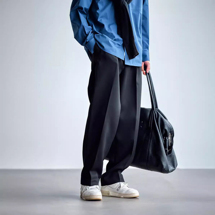 Men's Wide Chino Trousers with Pleats and Loose Fit Mune Fashion