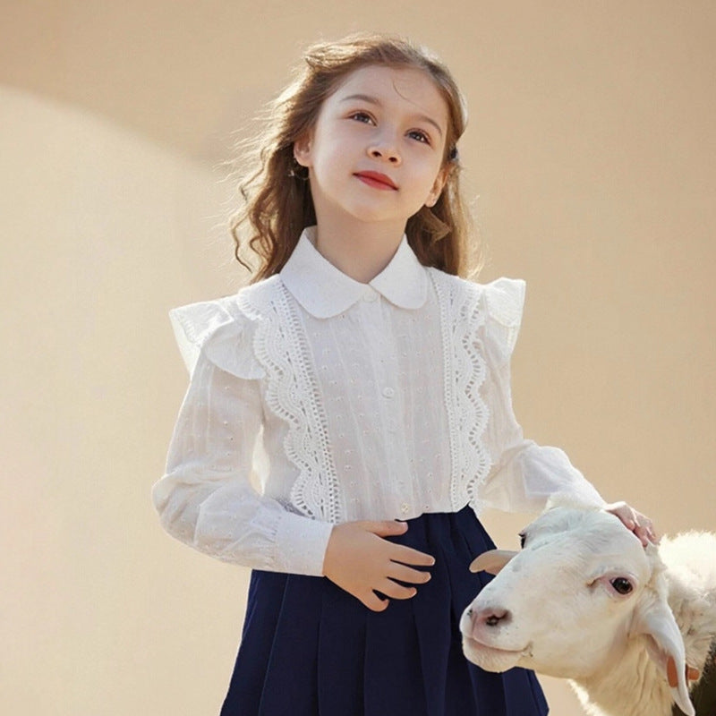 Girls blouse with romantic ruffles and lace embellishments Mune Fashion