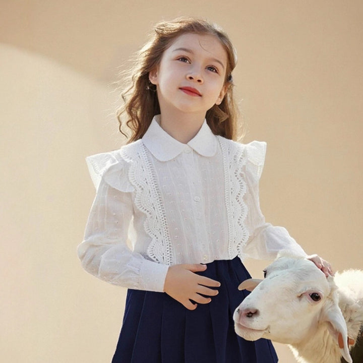 Girls blouse with romantic ruffles and lace embellishments Mune Fashion