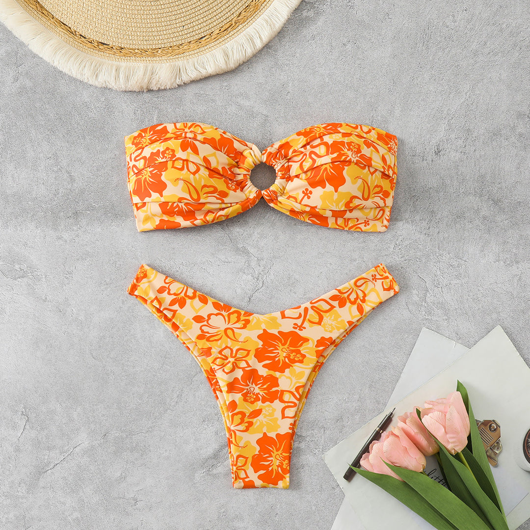 Ladies bandeau bikini with sophisticated floral pattern Mune Fashion