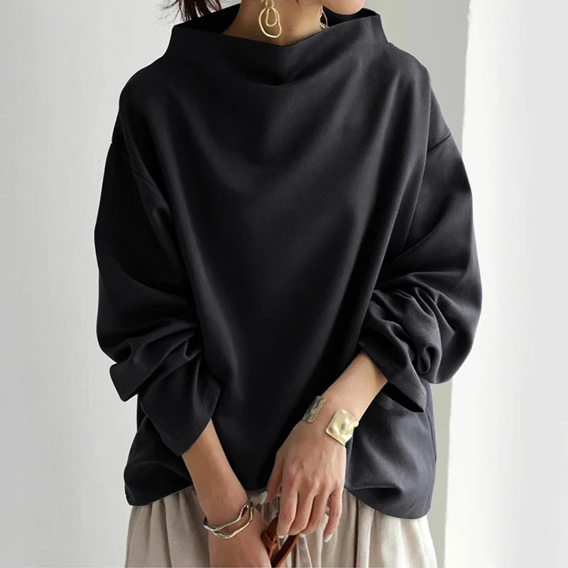 Women's Oversized Sweater with Special Collar and Casual Cut Mune