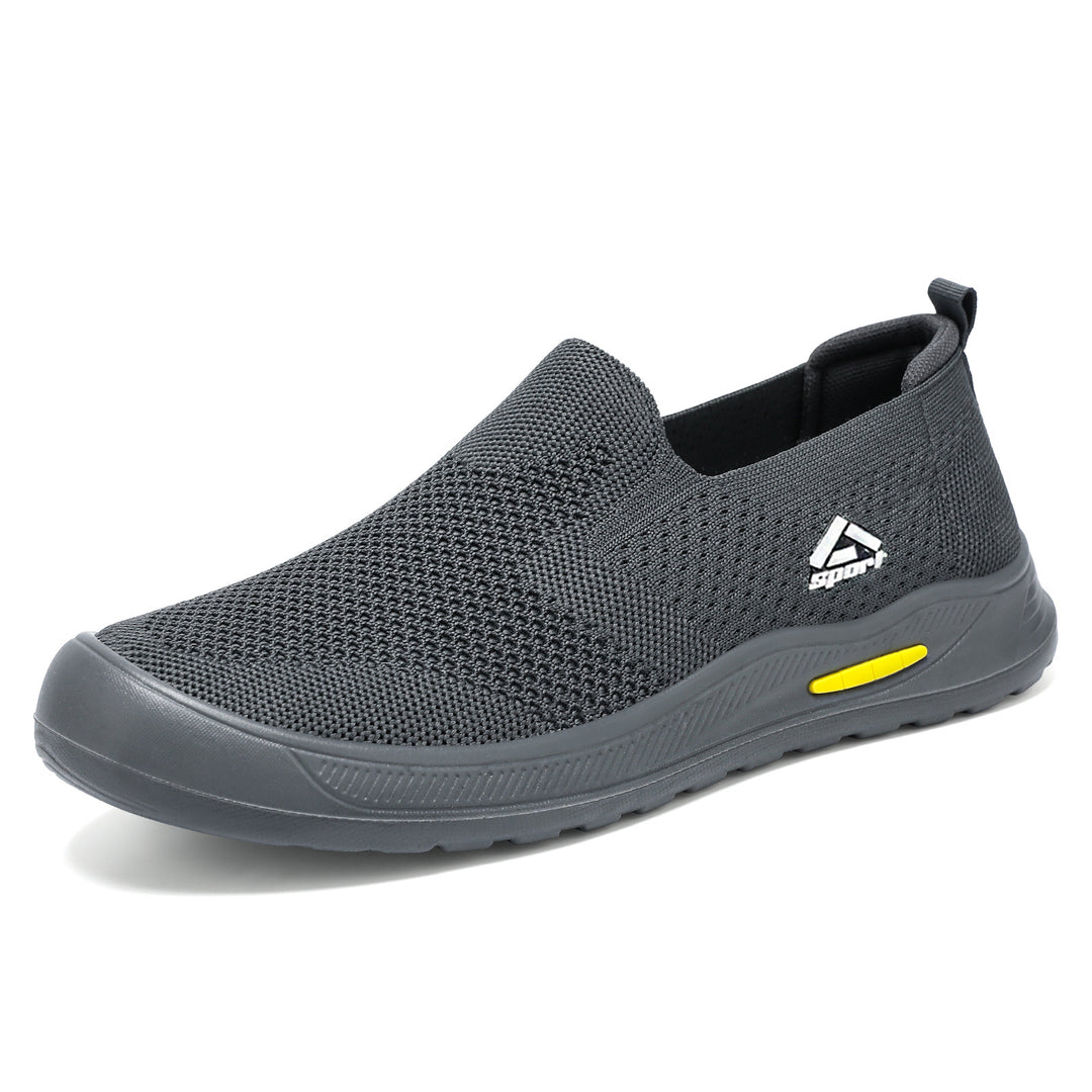 Men's breathable slip-on work shoe with seamless knitted upper, shock-absorbing EVA midsole and slip-resistant rubber outsole Mune Fashion