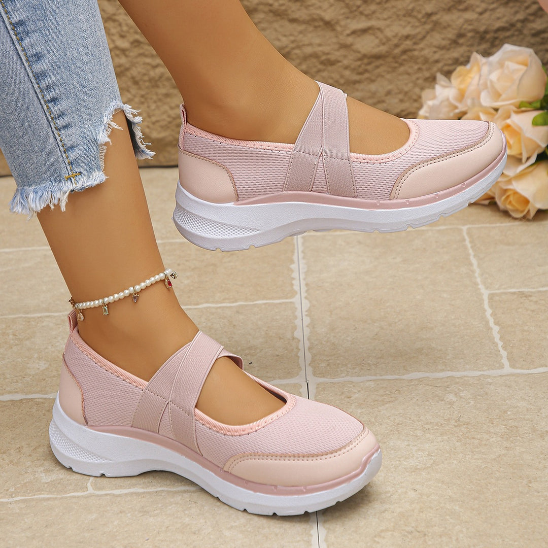 Women's Sportive Mary-Jane Sneaker with Elastic Cross Strap Mune Fashion