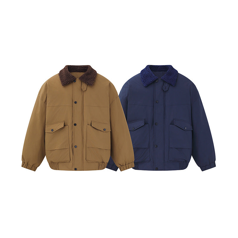Men's Windproof Boxy Bomber in Workwear Style with Teddy Collar Mune Fashion