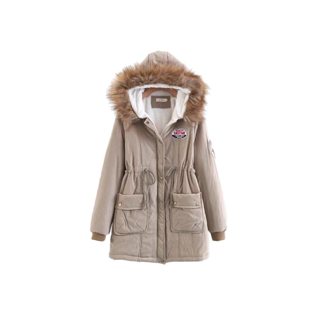 Women's Long Utility Parka with Teddy Lining, Hood with Faux Fur and Drawstring Mune Fashion