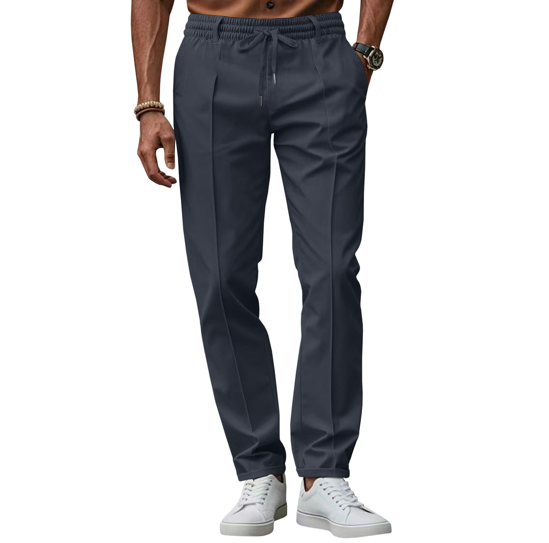 Men's casual chino jogging pants with elastic waistband and pleat Mune Fashion
