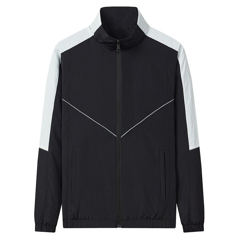 Men's Two-Piece Breathable Nylon Training Set with Stand-Up Collar and Contrast Panels Mune Fashion