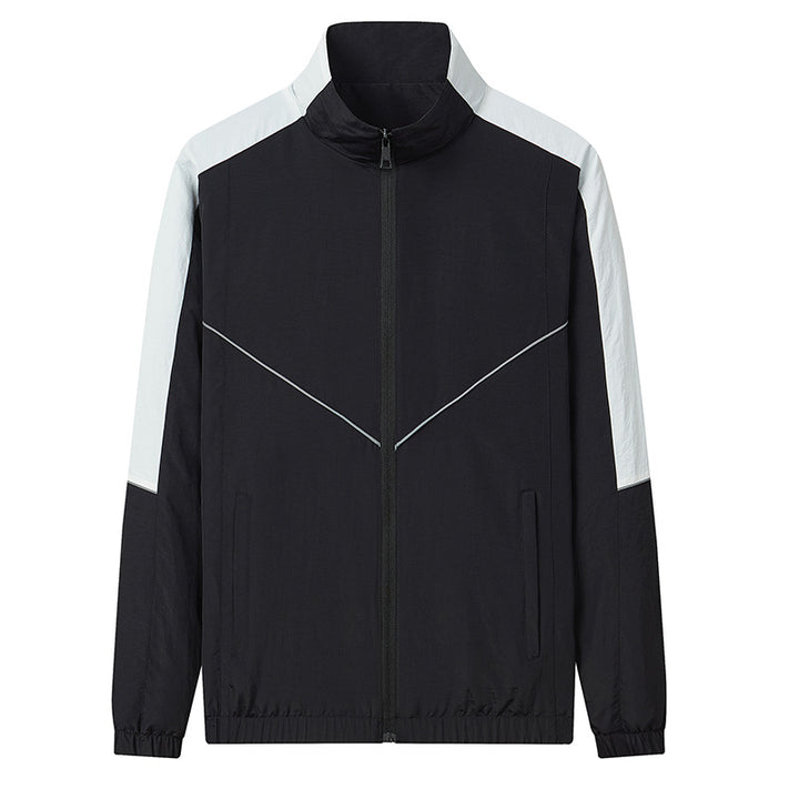 Men's Two-Piece Breathable Nylon Training Set with Stand-Up Collar and Contrast Panels Mune Fashion