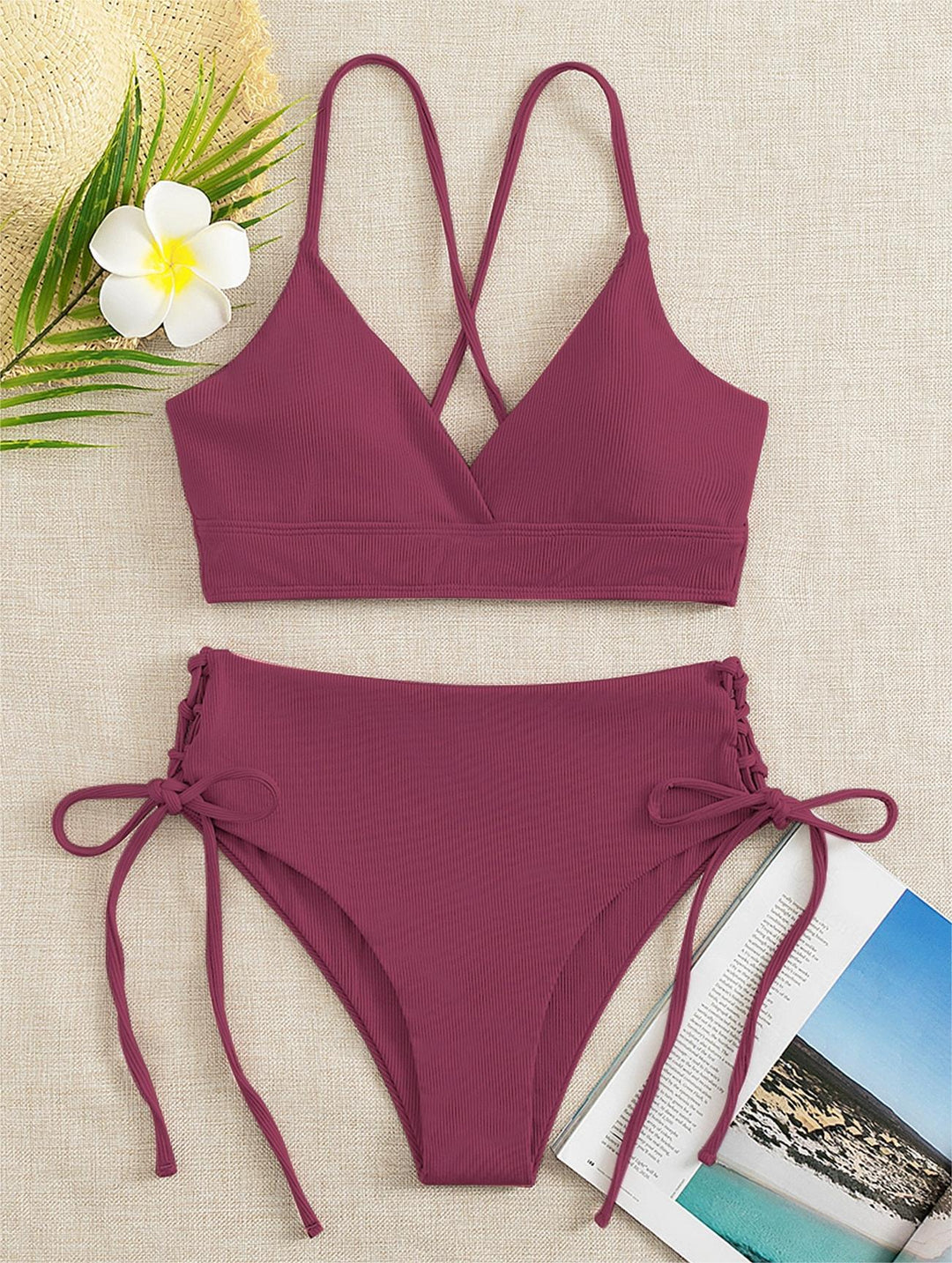 Women's High-Waisted Bikini with Adjustable Lacing Details Mune Fashion