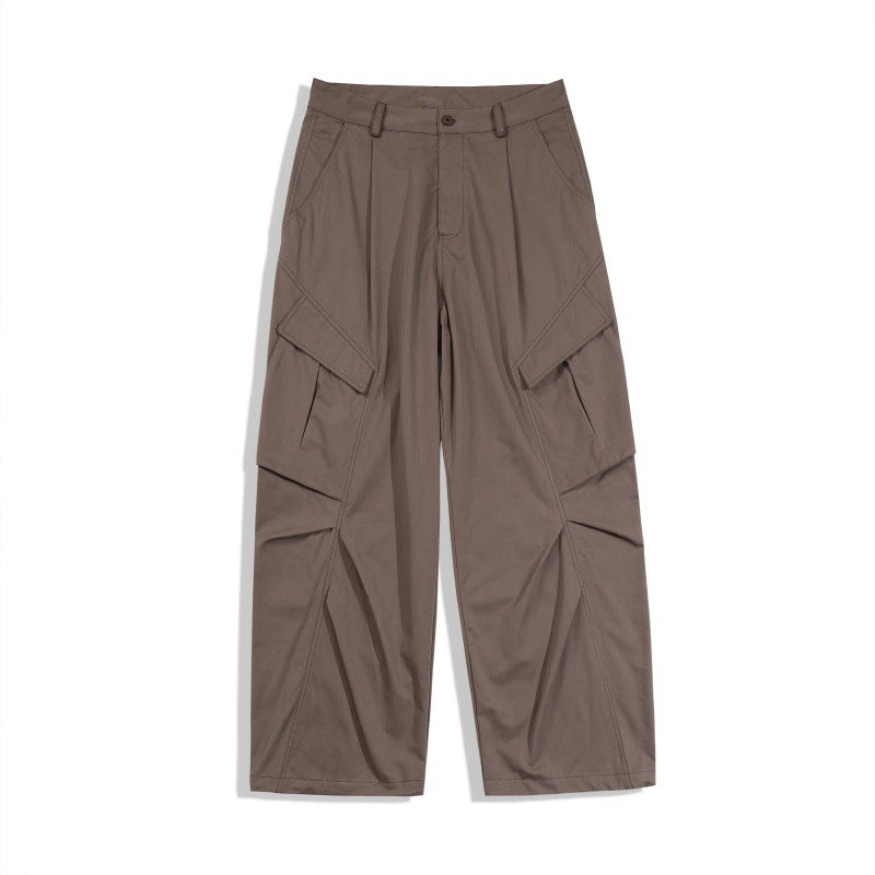 Men's Loose Technical Cargo Pants in Utility Baggy Cut with Asymmetric Flap and Pleat Pockets Mune Fashion