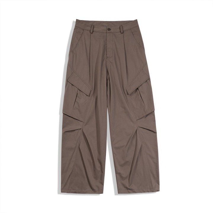 Men's Loose Technical Cargo Pants in Utility Baggy Cut with Asymmetric Flap and Pleat Pockets Mune Fashion