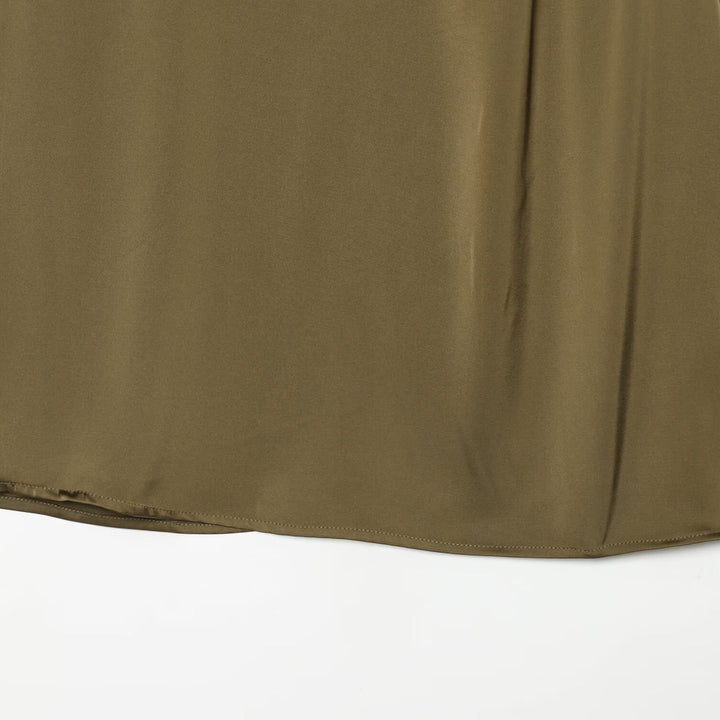 Women's Sleeveless Satin Blouse with Draped Stand Collar and Decorative Button Placket Mune Fashion