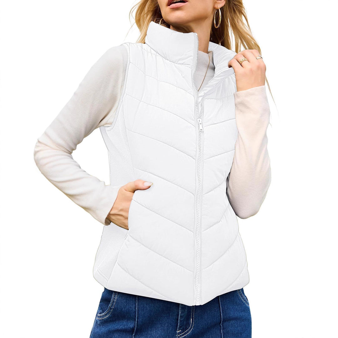 Women's quilted thermo vest with high stand-up collar and elastic side inserts Mune Fashion