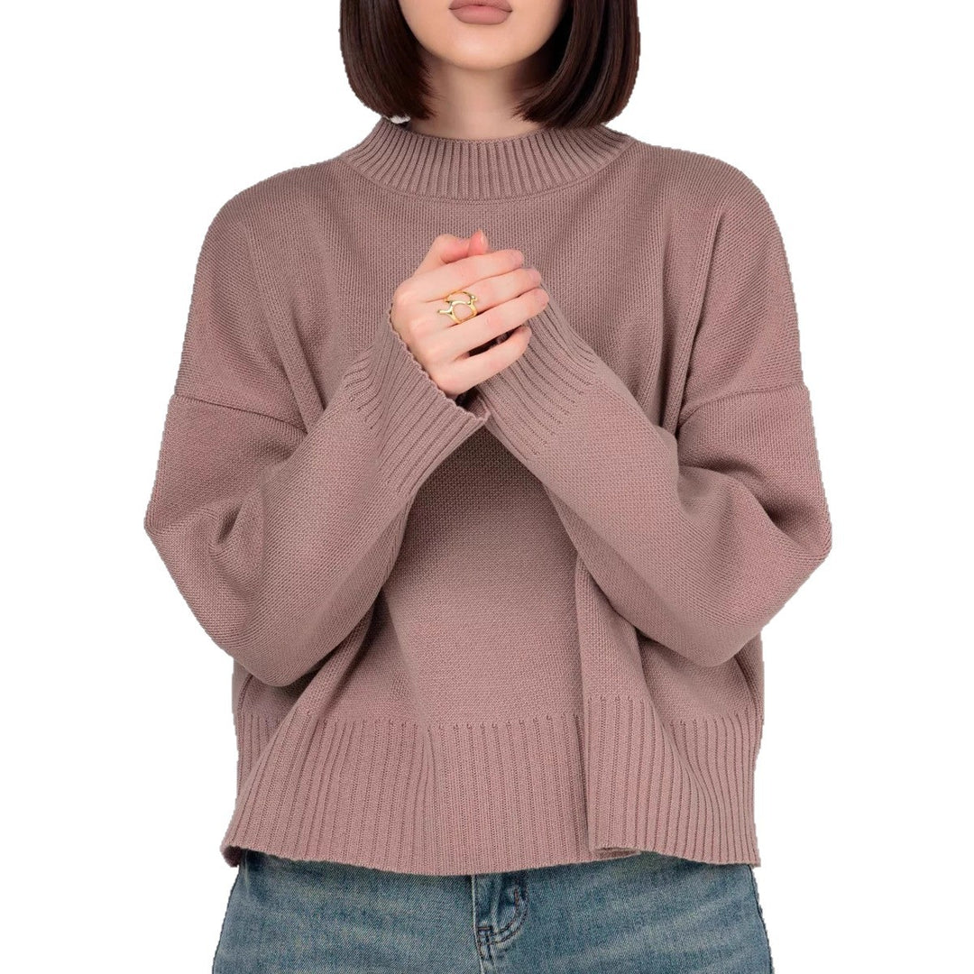 Women's Comfortable Knit Sweater with Round Neckline