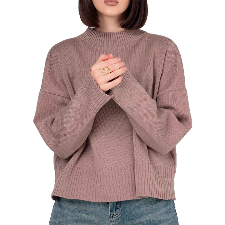 Women's Comfortable Knit Sweater with Round Neckline