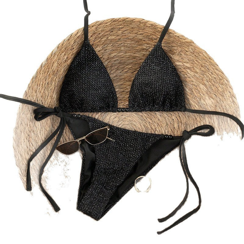 Women Triangle Bikini with trendy mesh structure and adjustable ties Mune Fashion