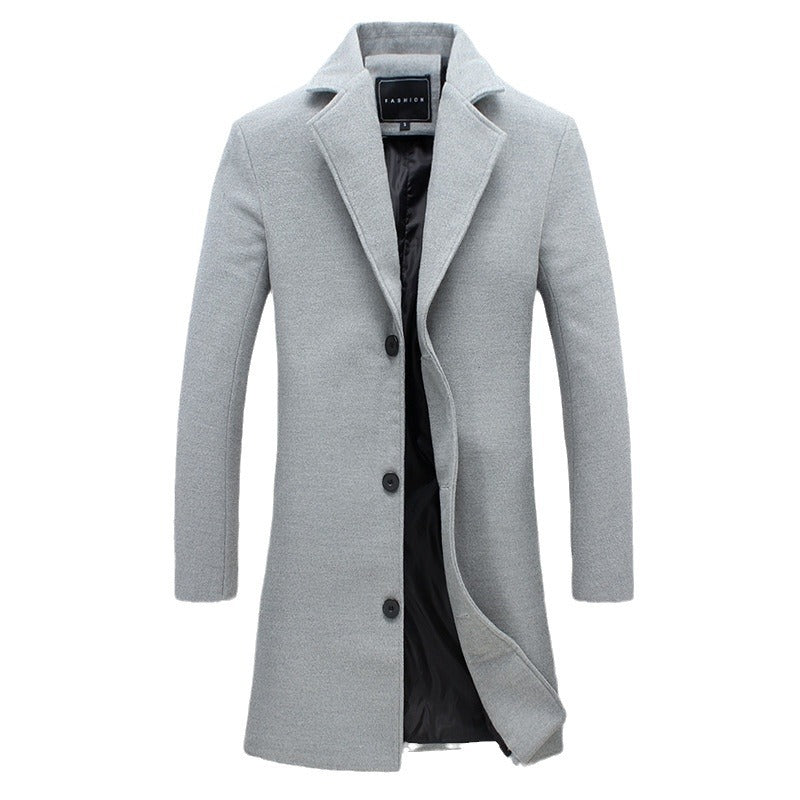 Men's slim wool coat with lapel collar and button closure Mune Fashion
