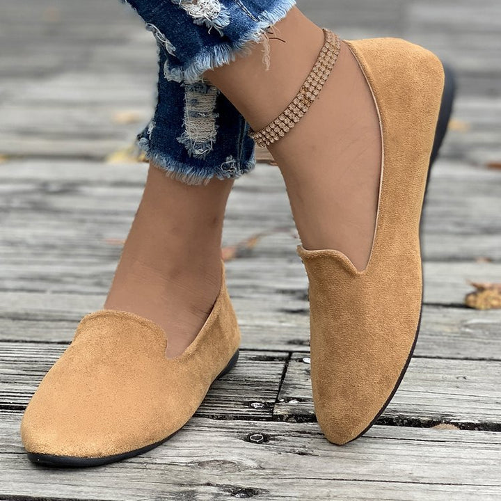 Damen spitz zulaufende Velours‑Loafer mit gepolsterter Innensohle Mune Fashion