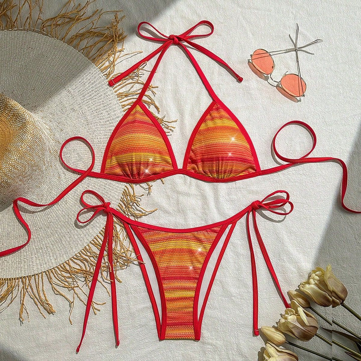 Women's Triangle Bikini with Fashionable Stripe Design Mune Fashion
