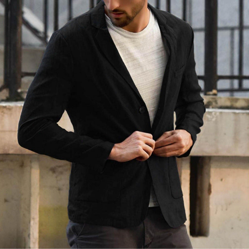 Men's elegant linen blazer with modern cut and pockets Mune Fashion