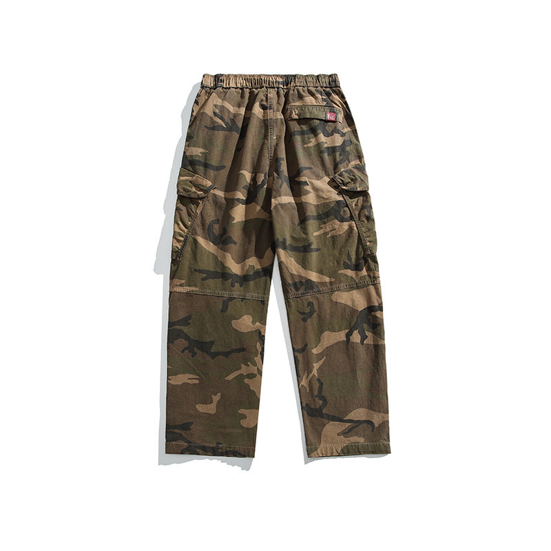 Herren Baggy-Cargohose im Army-Camo mit elastischem Kordelbund und Multifunktions-Taschen Mune Fashion