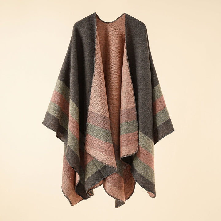 Women's knit poncho in paisley jacquard with open front Mune Fashion