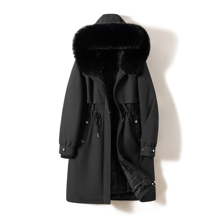 Women's longer water-repellent functional parka with removable faux fur hood and internal thermal padding Mune Fashion