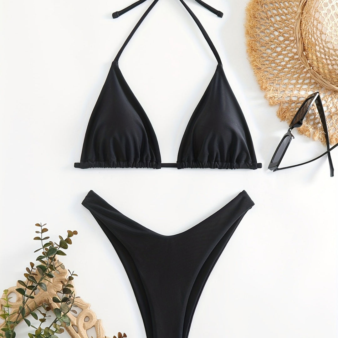 Women Triangle Bikini Set with Gathered Design Mune Fashion