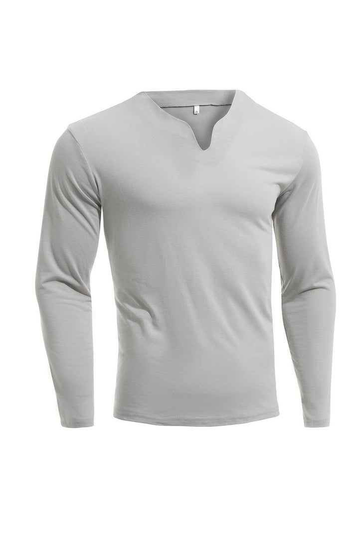 Men's long sleeve shirt with V-neck Slim Fit cotton blend and elastic comfort waistband Mune Fashion