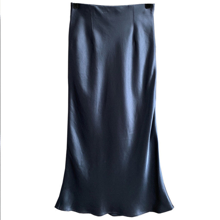 Women Elegant Satin Midi Skirt Mune Fashion
