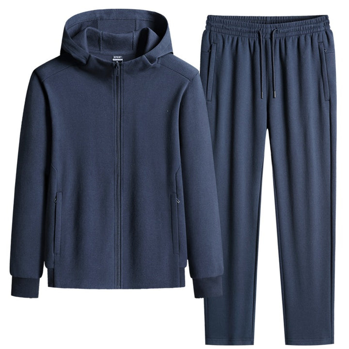 Men's two-piece hooded training set made of French terry with zip-up jacket & tapered joggers Mune Fashion
