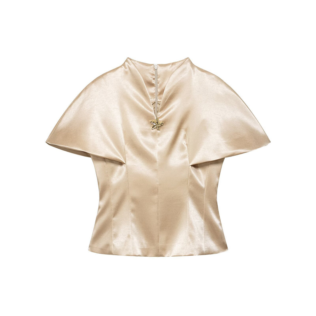 Women's Two-Piece Satin Set with Cape Top and Flowing A-Line Skirt Mune Fashion