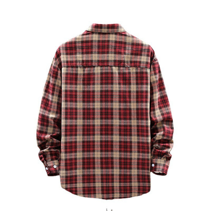 Men's brushed cotton flannel shirt plaid wide cut with breast pocket Mune Fashion