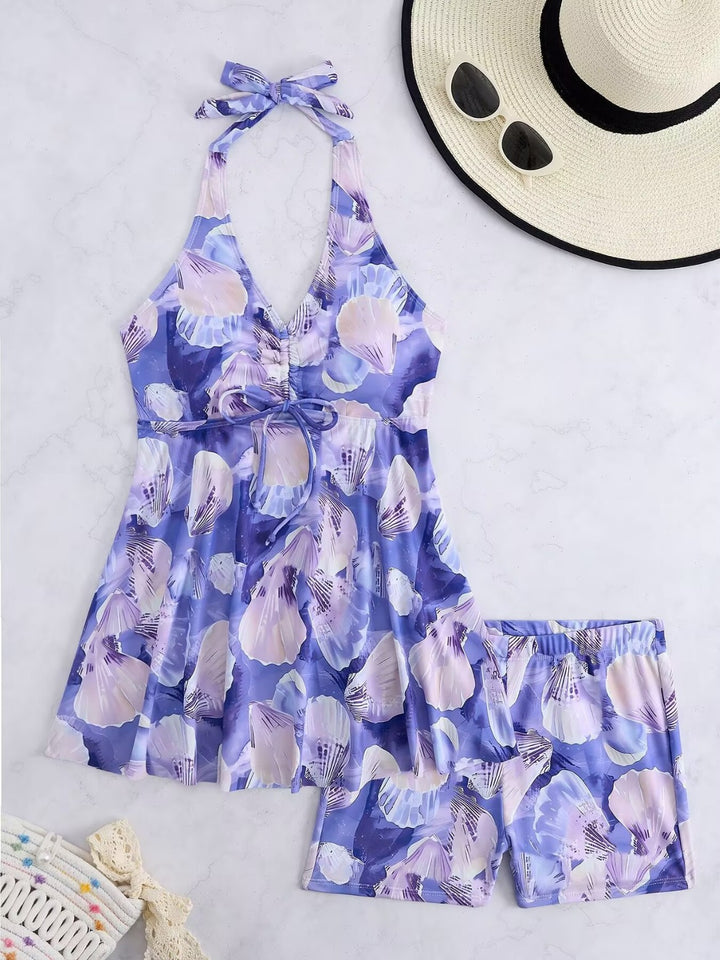Women's tankini set with romantic floral design and adjustable top Mune Fashion