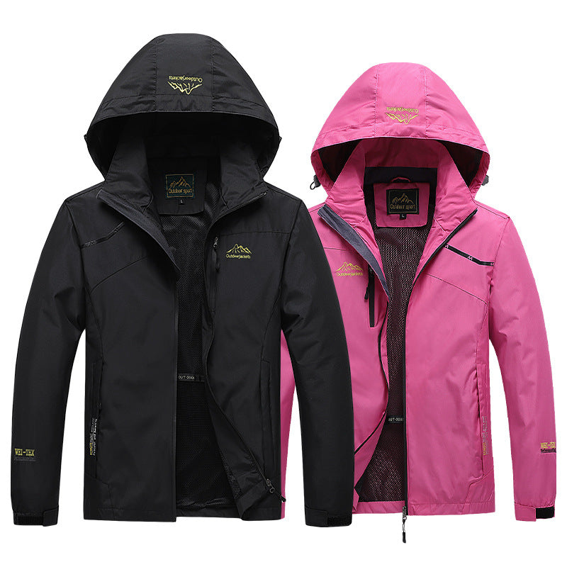 Men's breathable softshell trekking jacket with stowable hood, mesh lining and multifunctional zip pockets Mune Fashion