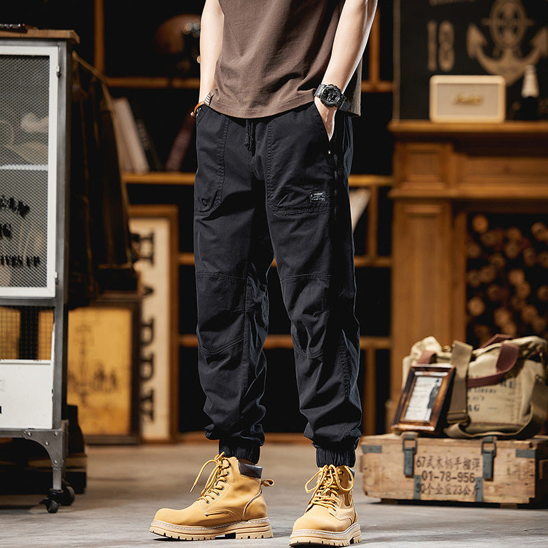 Herren Cargo-Joggerhose mit Knieverstärkungen, Reißverschluss-Seitentasche und Kordelbund Mune Fashion
