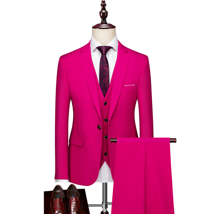 Men's Three-Piece Slim-Fit Business Suit with Vest and Slim Silhouette Mune Fashion
