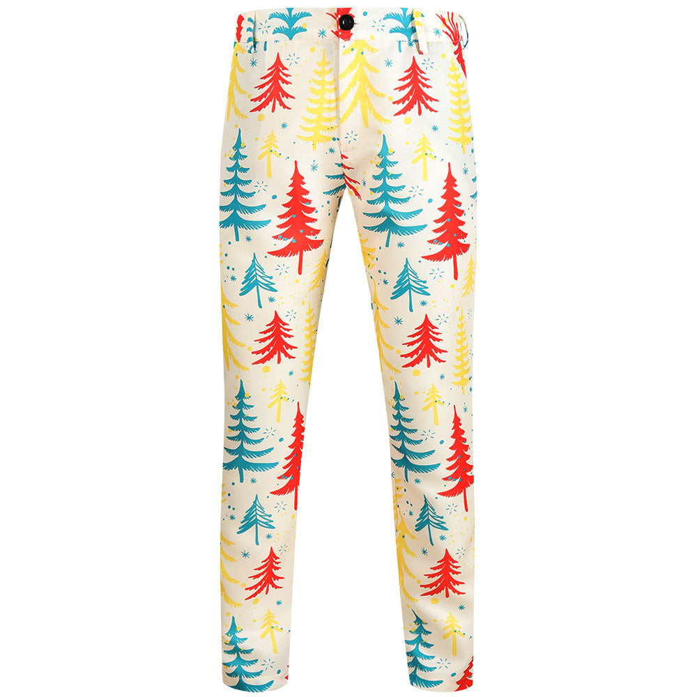 Men's Christmas Slim-Fit Chino Pants with Allover Santa Print and Stretch Comfort Mune Fashion