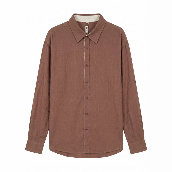Unisex Lightweight Oversized Shirt in Linen Look with Kent Collar and Sleeve Tab Mune Fashion