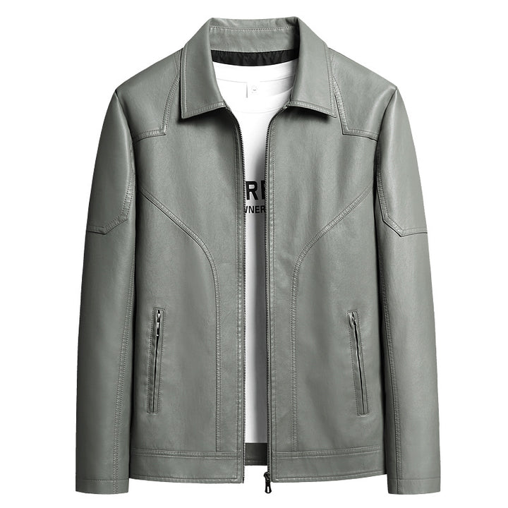 Men's Elegant Faux Leather Jacket Mune Fashion
