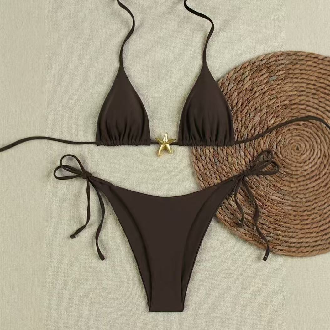 Women's bikini set with adjustable triangle top and high waist bottom Mune Fashion