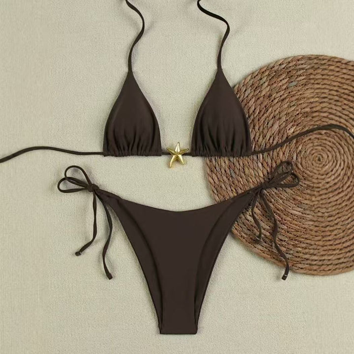 Women's bikini set with adjustable triangle top and high waist bottom Mune Fashion