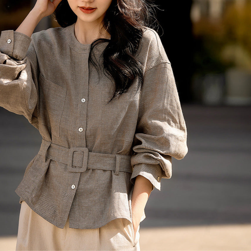 Women's Stylish Oversized Blouse with Belt Mune Fashion