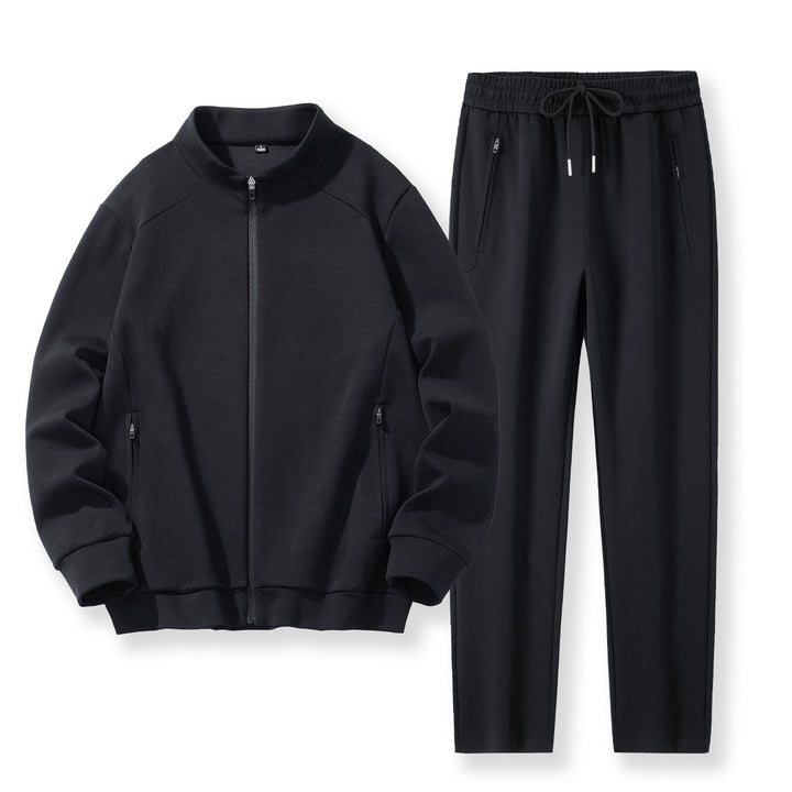 Men's Two-Piece Performance Training Set with Stand-Up Collar Zip Jacket and Tapered Jogging Pants Mune Fashion