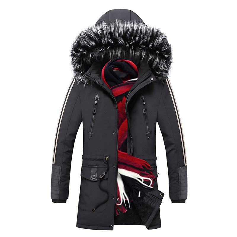 Men's longer winter parka with synthetic fur hood, padded thermal insulation and multifunctional pockets Mune Fashion