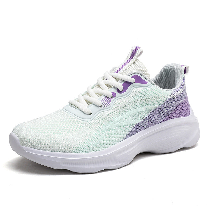 Women’s lightweight mesh knit leisure shoe with seamless upper, ergonomic cushioning sole, and heel pull tab Mune Fashion