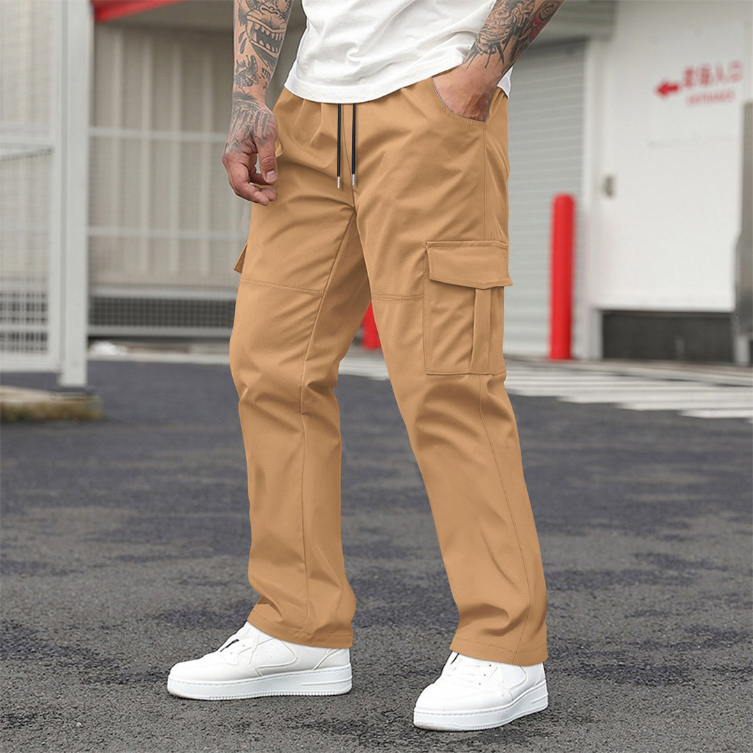 Men's nano technical cargo leisure pants with drawstring waistband, straight leg, and patch flap pockets Mune Fashion